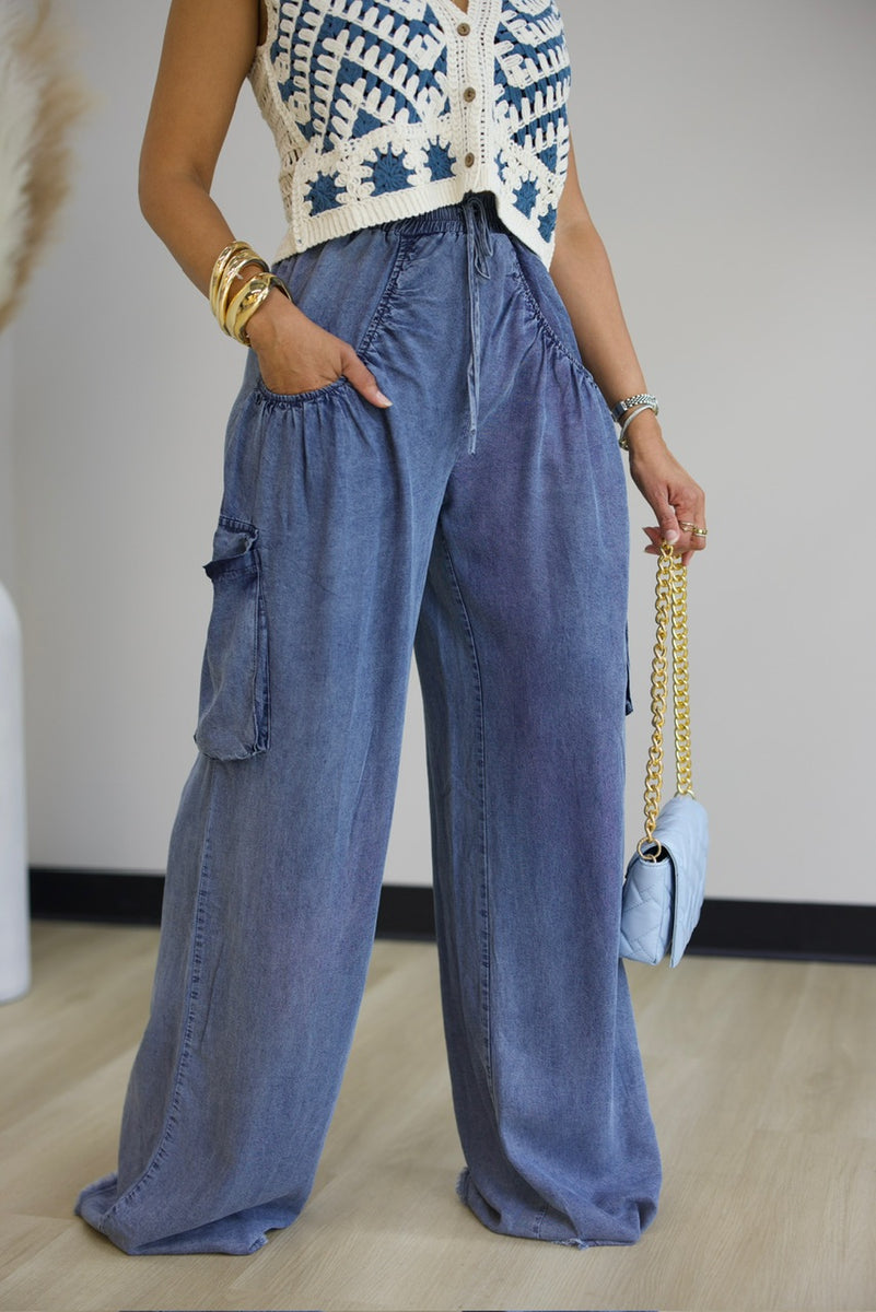 カーゴパンツ HUE Name Cargo Denim Pants (3 colors) BBU339 セール】Multi-pocket denim duck cargo pants / マルチポケット