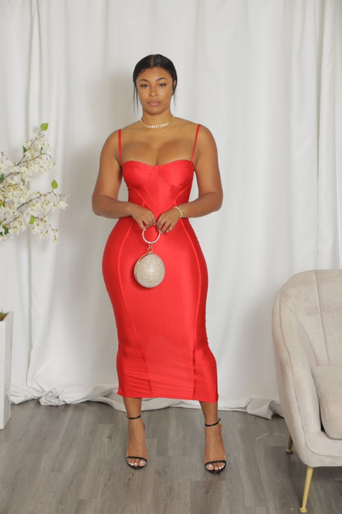 Imani Midi Dress - Red (S11)