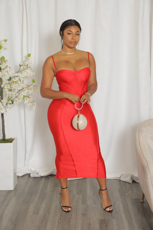 Imani Midi Dress - Red (S11)