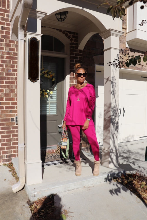 V Neck Lazy Days Pant Set (021)