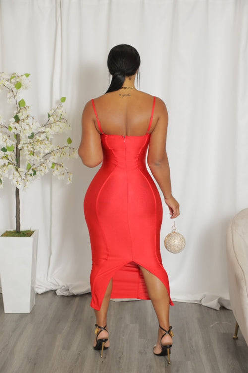 Imani Midi Dress - Red (S11)