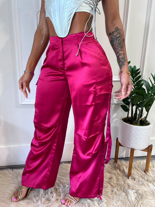 Hello Barbs Cargo Pants - Fuchsia (F1)