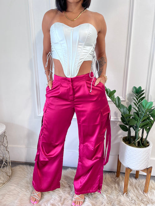 Hello Barbs Cargo Pants - Fuchsia (F1)