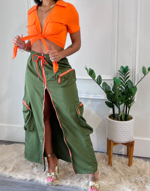 Mayson Cargo Skirt - Olive (028)