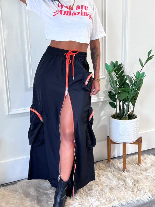 Mayson Cargo Skirt - Black (028)
