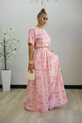Abstract Art Pant Set - Pink