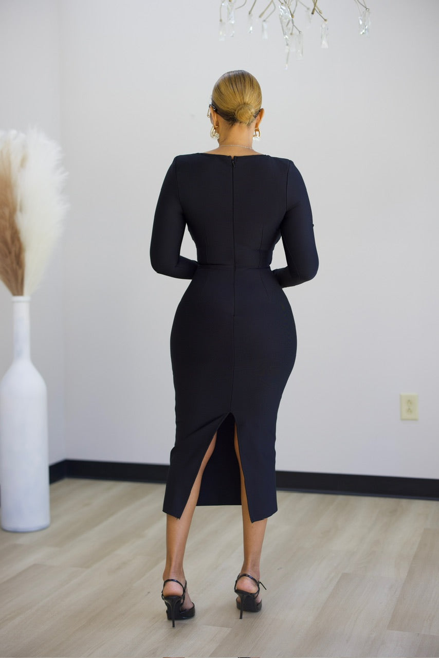 Snatched Midi Dress - Black (25)