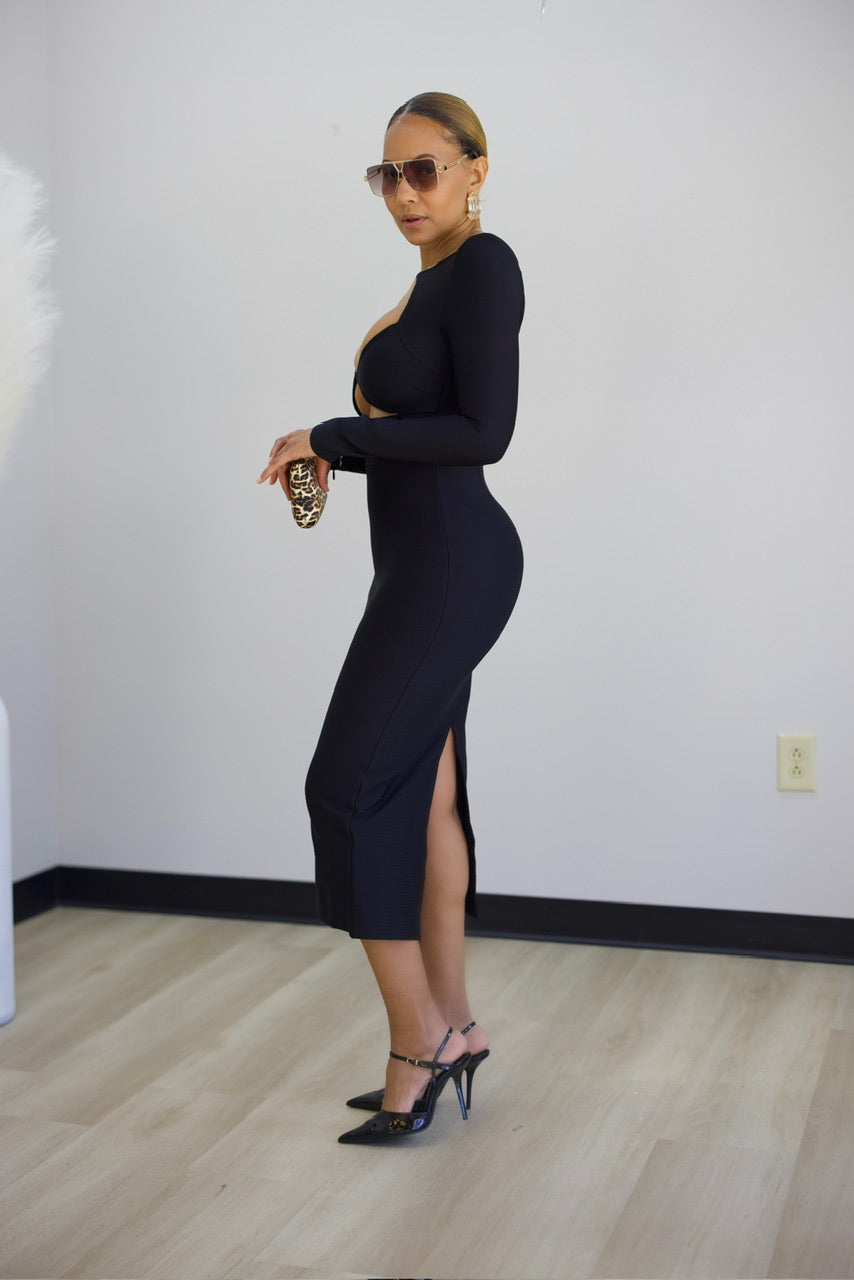 Snatched Midi Dress - Black (25)