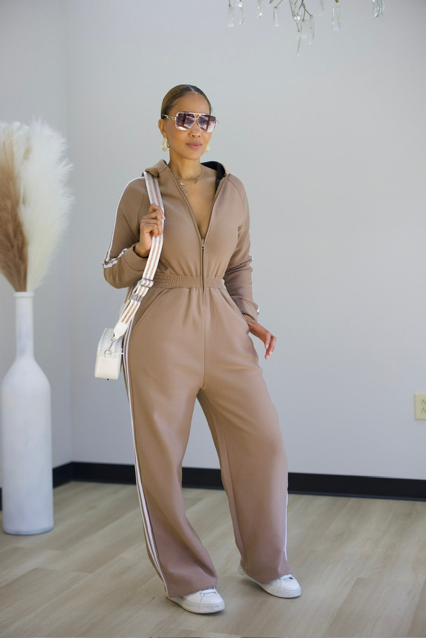 Around The Way Jumpsuit- Khaki (I19)