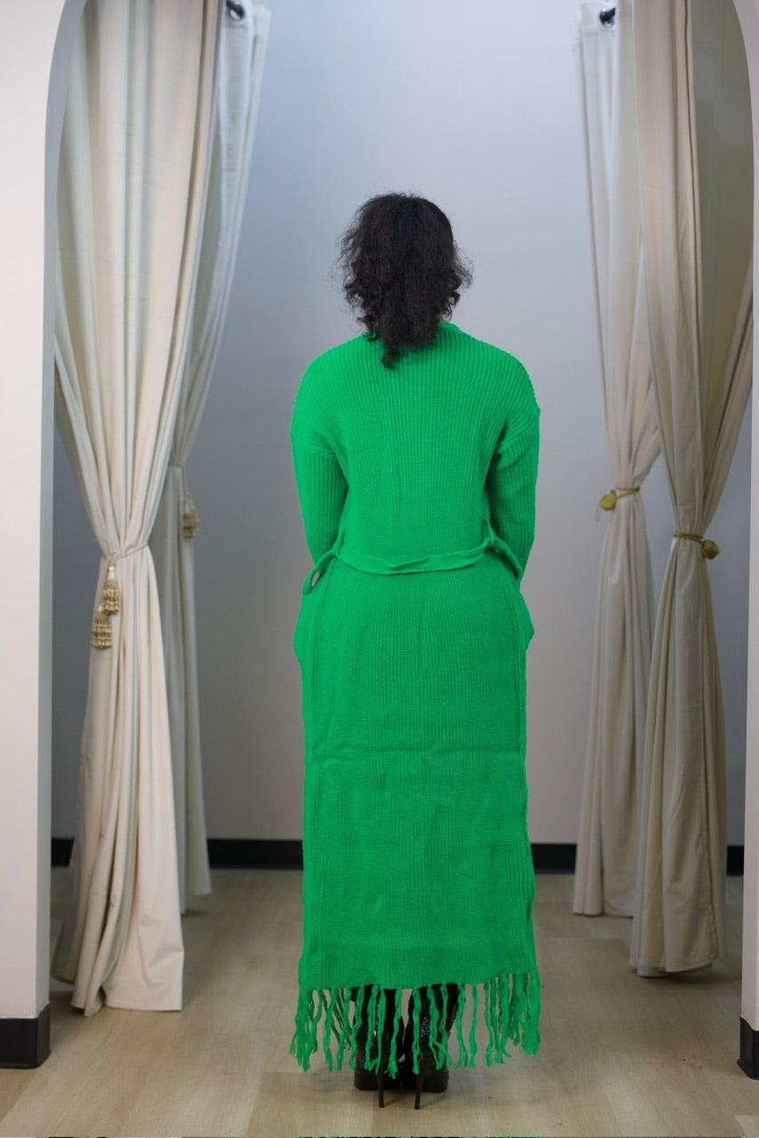 Kai Fringe Cardigan - Green (01)