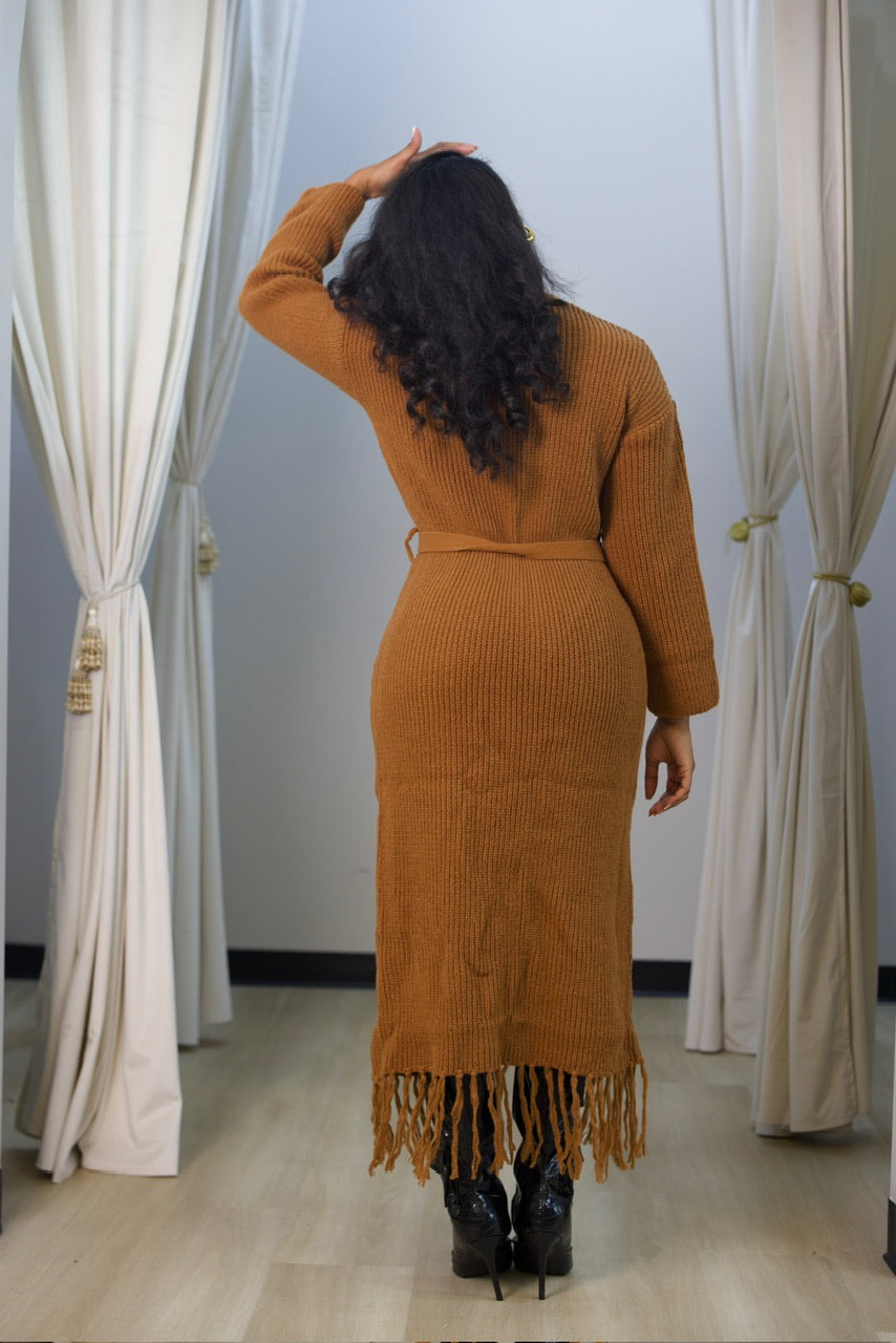 Kai Fringe Cardigan - Brown (01)