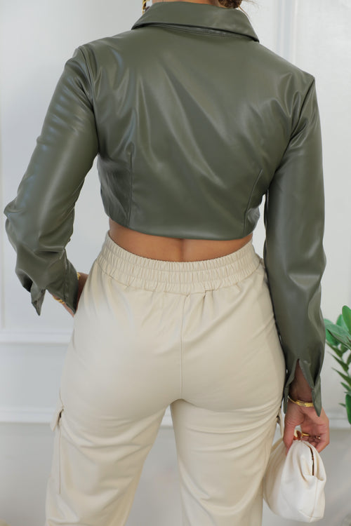 Lexi Crop Blouse - Green (001)
