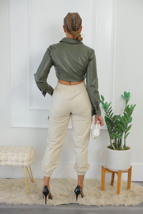 Lexi Crop Blouse - Green (F1)