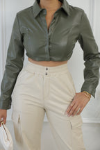 Lexi Crop Blouse - Green (F1)