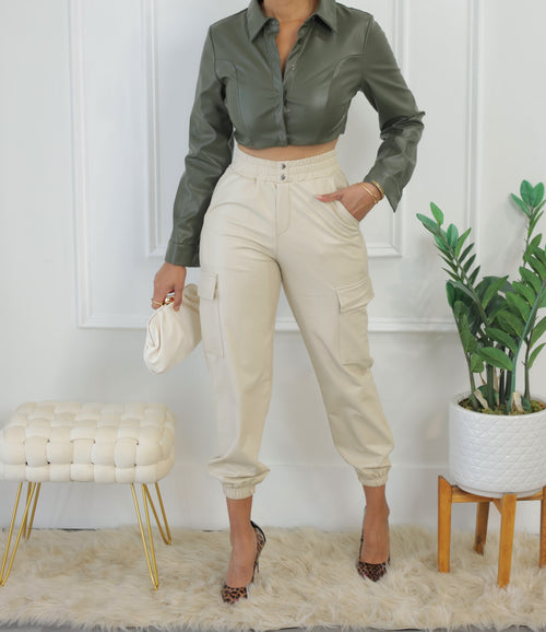 Lexi Crop Blouse - Green (F1)