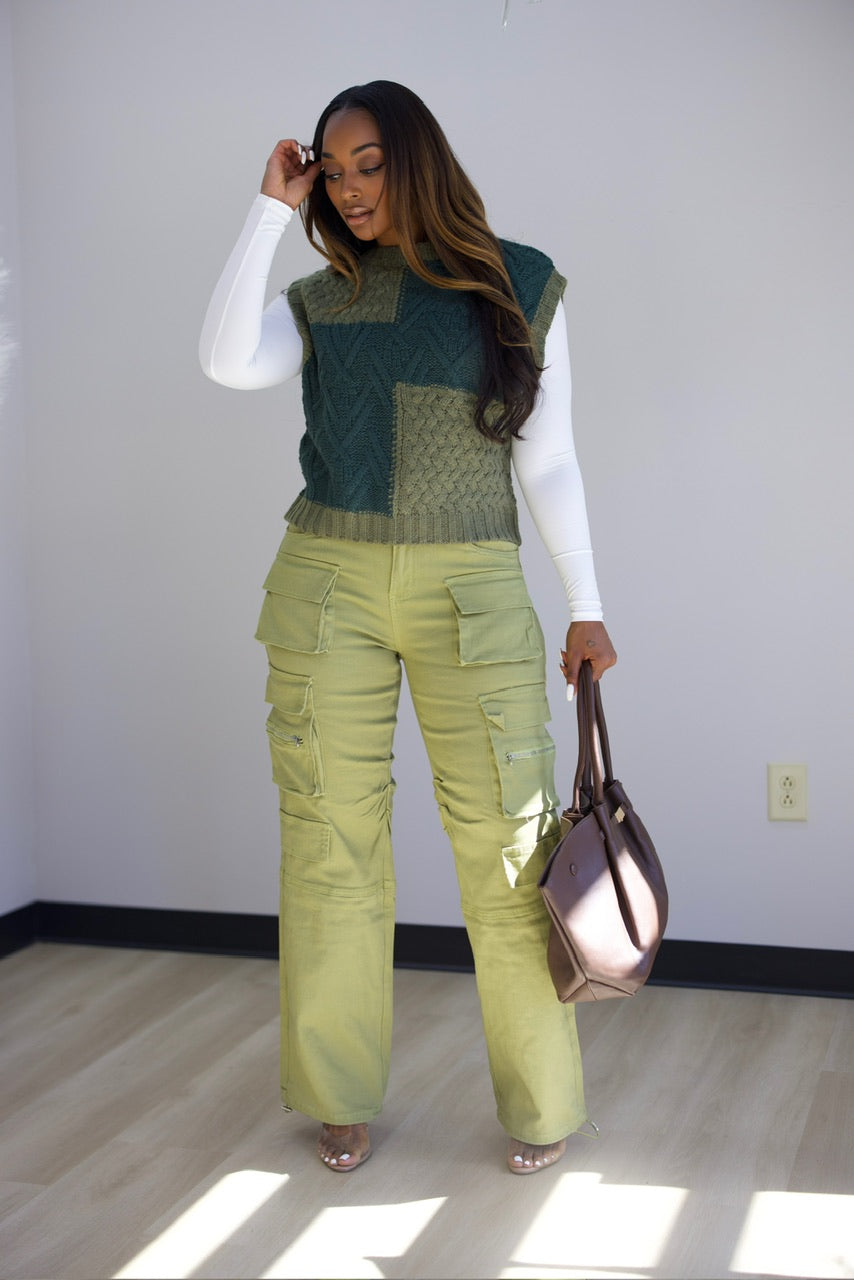 Viv Knit Vest - Olive