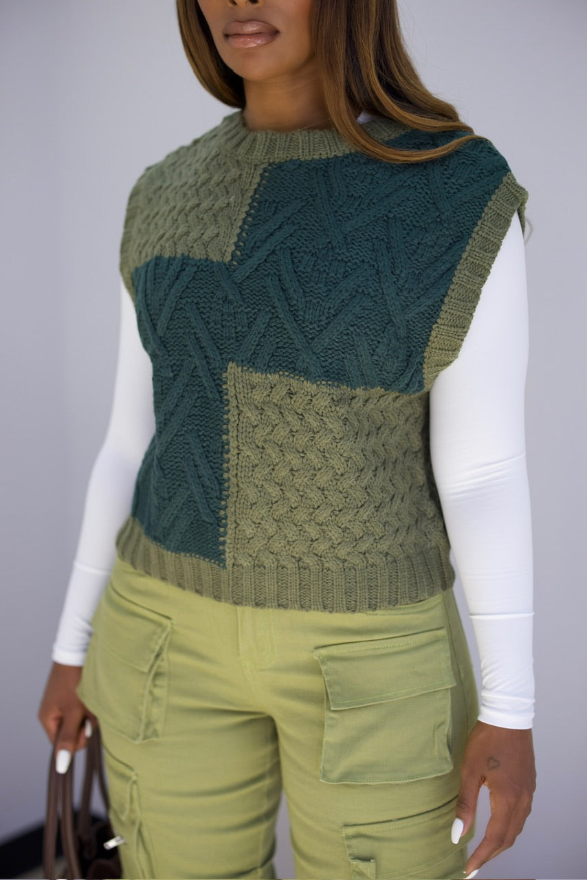 Viv Knit Vest - Olive