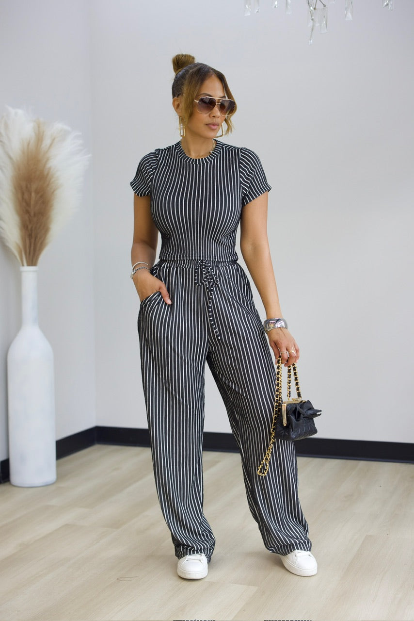 Gena Pant Set - Brown Stripe (F)