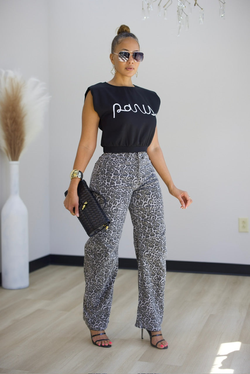 Leopard Lounger Barrel Jeans