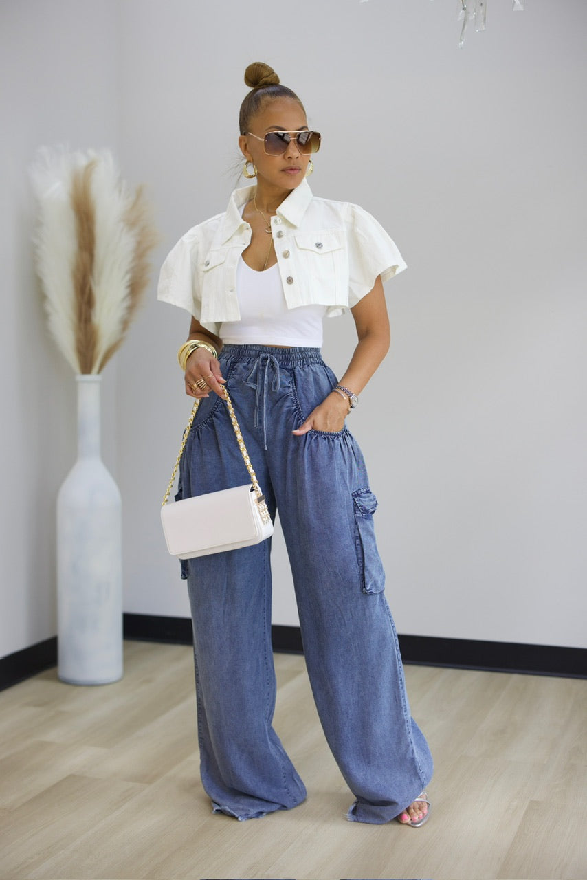 Juno Crop Jacket - White