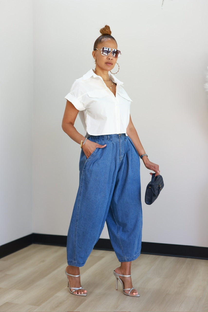 Alysa Crop Shirt - White (F)