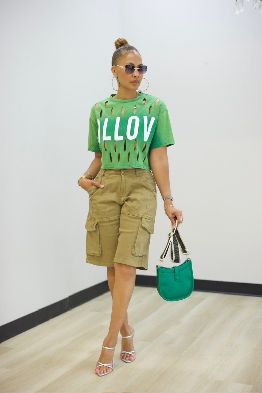 Derby Crop Tshirt - Green (F)