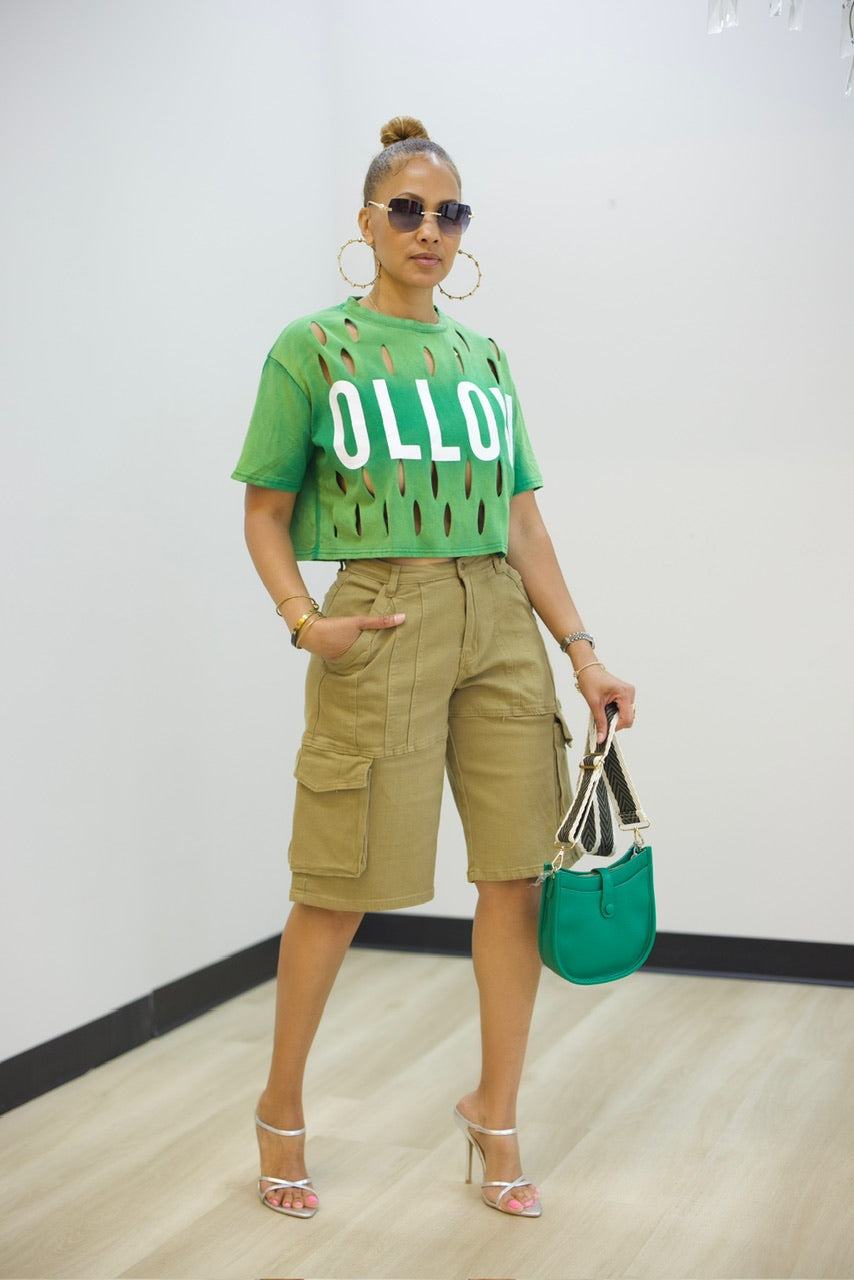 Derby Crop Tshirt - Green (F)