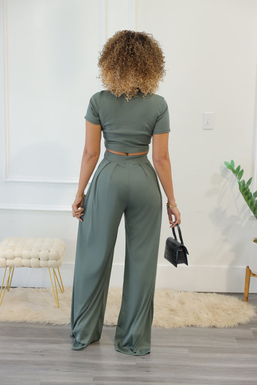 Jet Set Pant Set - Sage (011)