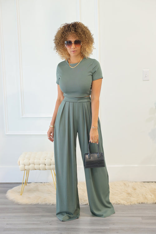 Jet Set Pant Set - Sage (011)
