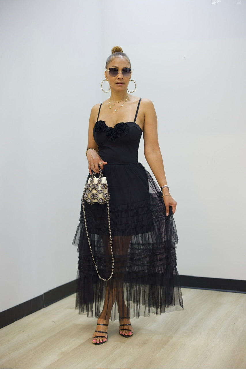 Madrid Ruffle Dress - Black (34)