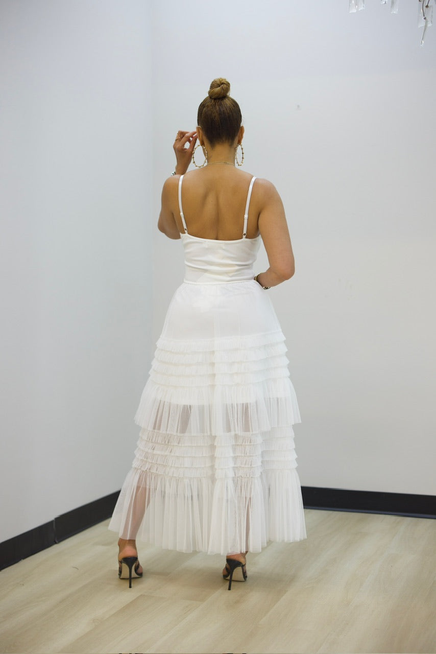 Madrid Ruffle Dress - White (34)
