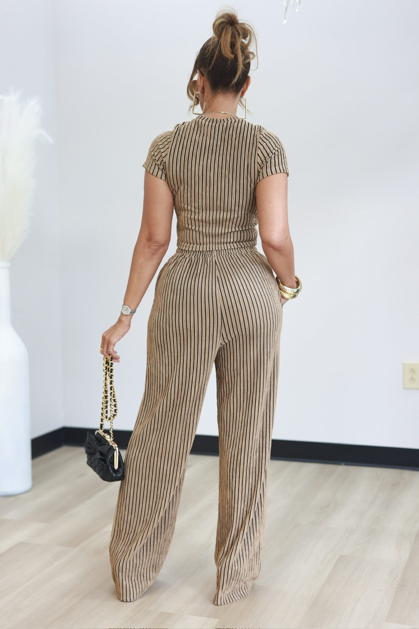 Gena Pant Set - Brown Stripe (14)