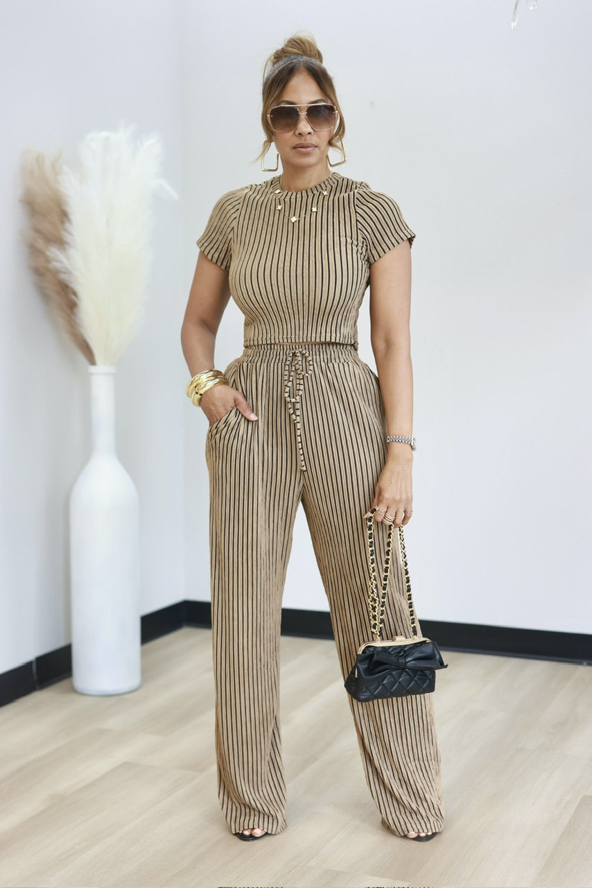Gena Pant Set - Brown Stripe (14)