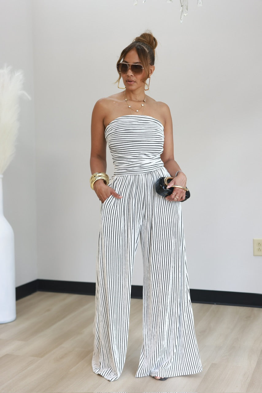 Alexia Jumpsuit - White Stripe (F)