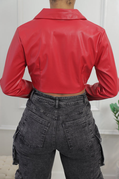 Lexi Crop Blouse - Red (015)