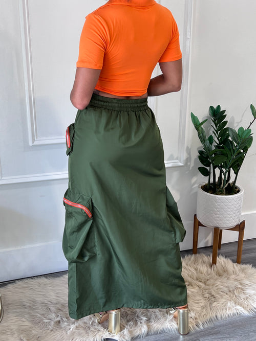 Mayson Cargo Skirt - Olive (028)