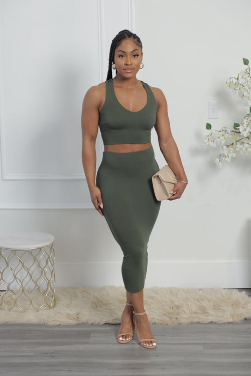 Love Me Skirt Set - Olive (R1)