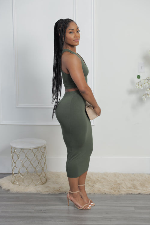 Love Me Skirt Set - Olive (R1)