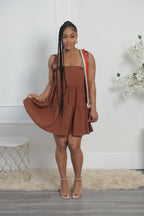 Mocha Babydoll Dress - Brown (S14)