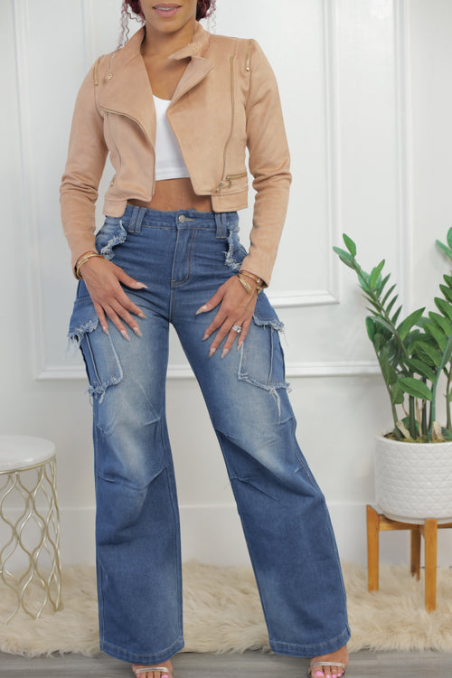 Biker Babe Jacket - Taupe (F1)