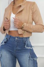 Biker Babe Jacket - Taupe (F1)