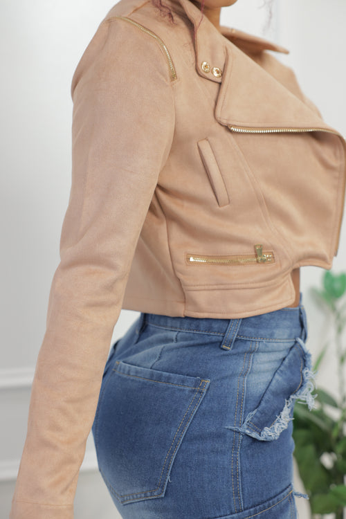 Biker Babe Jacket - Taupe (F1)