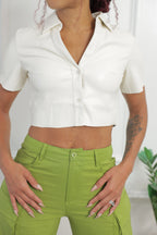 Butter Soft Crop Shirt - Cream (F1)