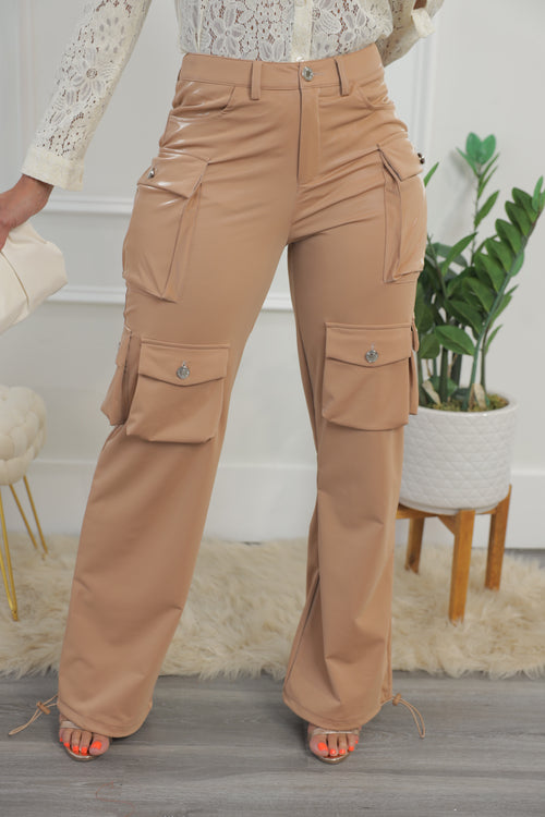Let Me Pop Off  PU Cargo Pants (026)