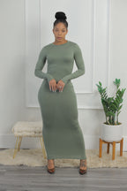 Simple Maxi Dress LS - Olive (024)