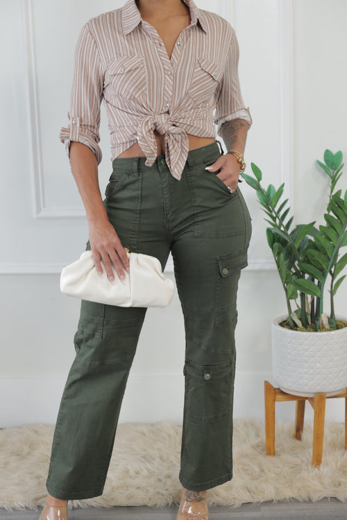 Julia Stripe Shirt- Brown (006)