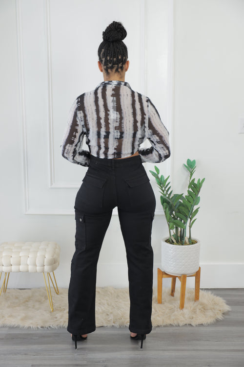Walk It Out Cargo Jeans -  Black (005)