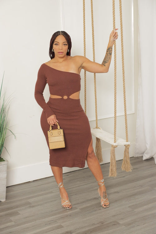 Madelyn Midi Dress - Brown (W1)