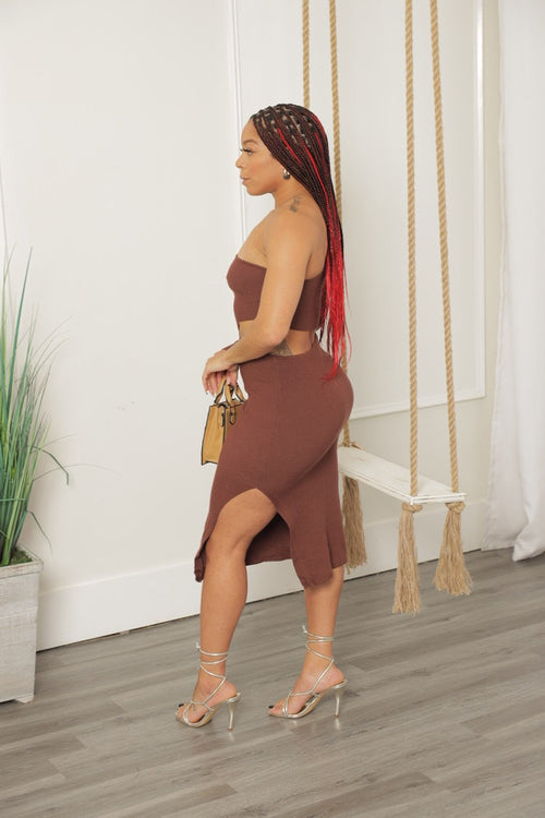 Madelyn Midi Dress - Brown (W1)