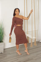 Madelyn Midi Dress - Brown (W1)